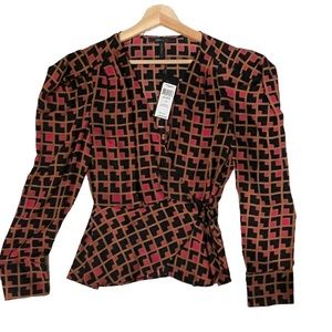 BCBGmaxazaria Black Geometric Wrap blouse - Size medium